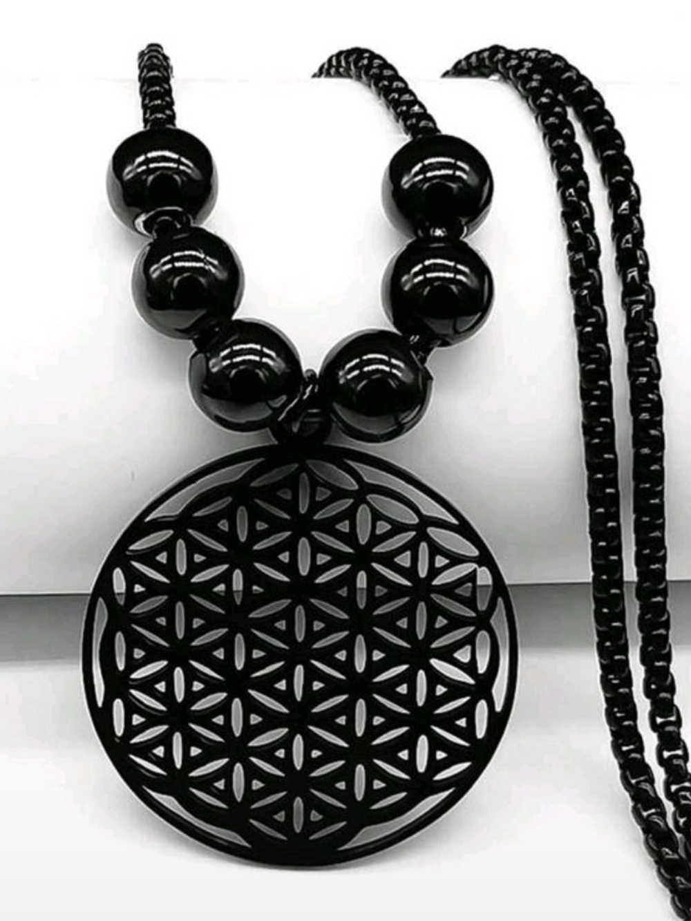 Black Geometric Pendant Necklace for Women by